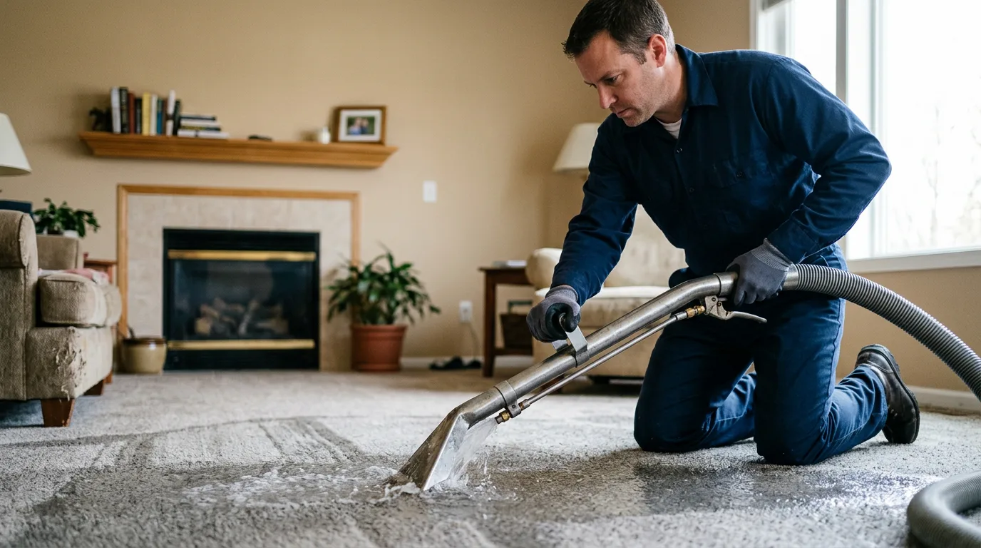 Water damage restoration technician working near Regan, ND